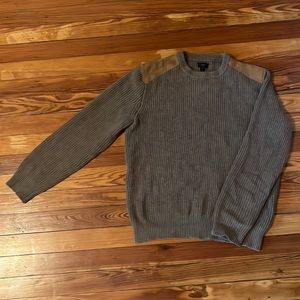 J Crew chunky knit sweater with suede shoulders